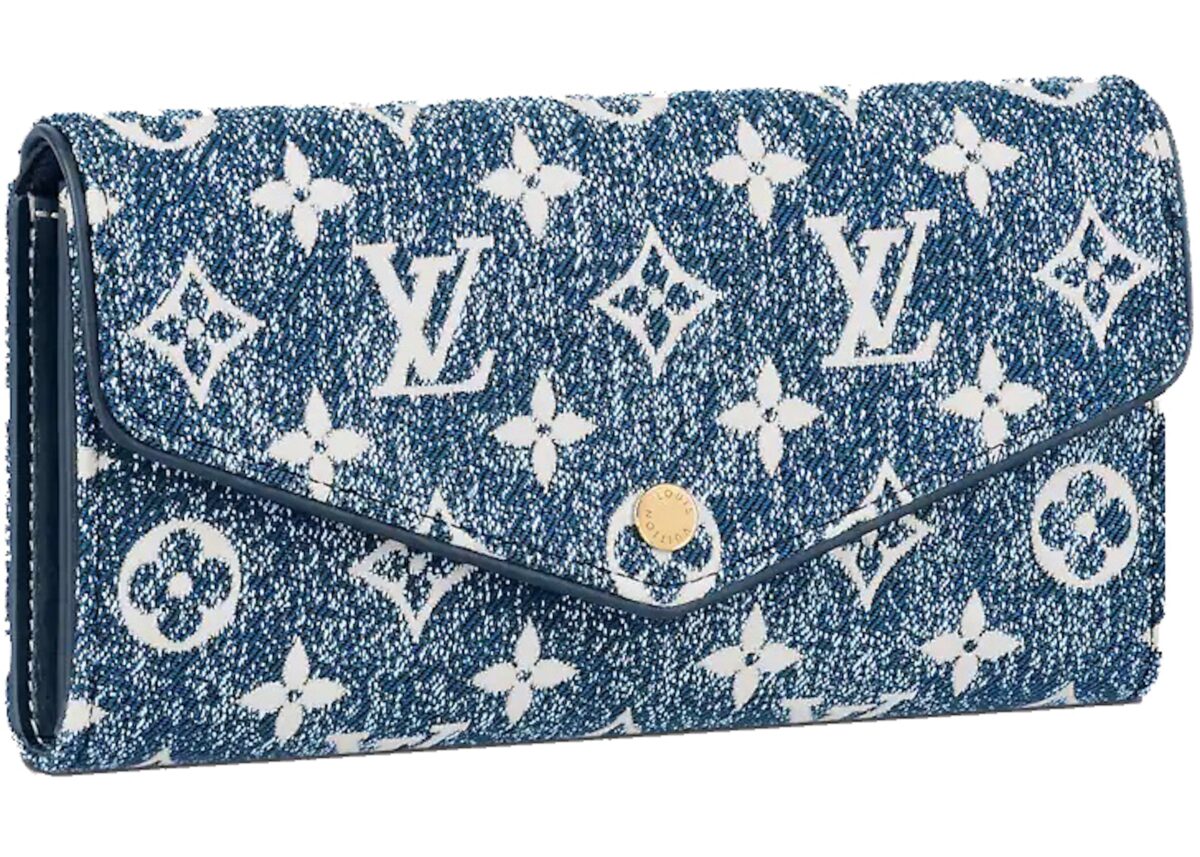 Louis Vuitton Sarah Women Wallet Denim Jacquard Navy Blue - Image 1